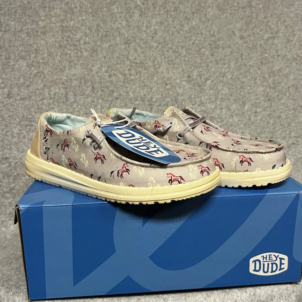 Hey Dude Wendy Shoes Girls 4 Unicorn Horse Y4 Youth NWT Cute Girly Sparkly